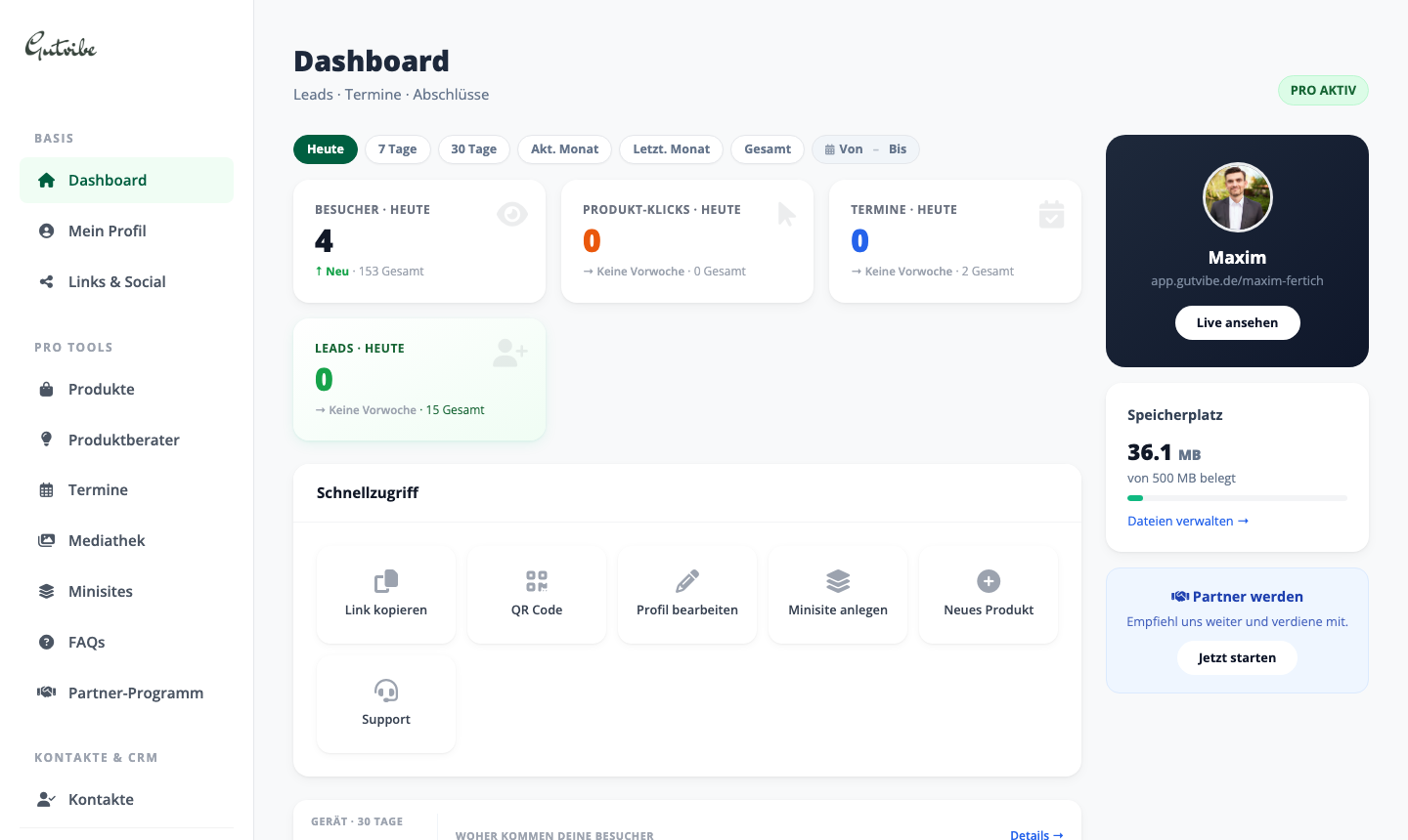 Gutvibe Dashboard