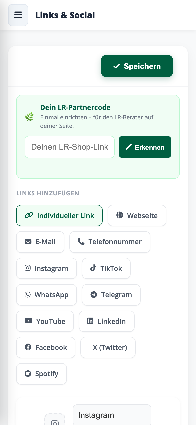 Links & Social Media Mobile