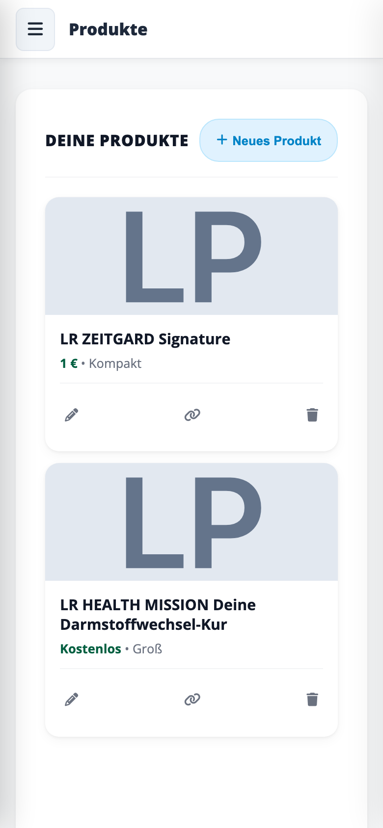 Produkte intern mobile