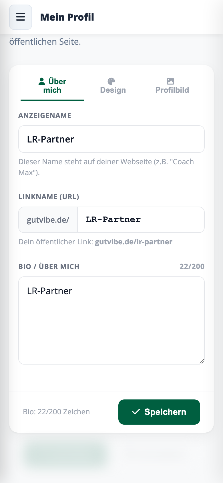 Mein Profil intern mobile