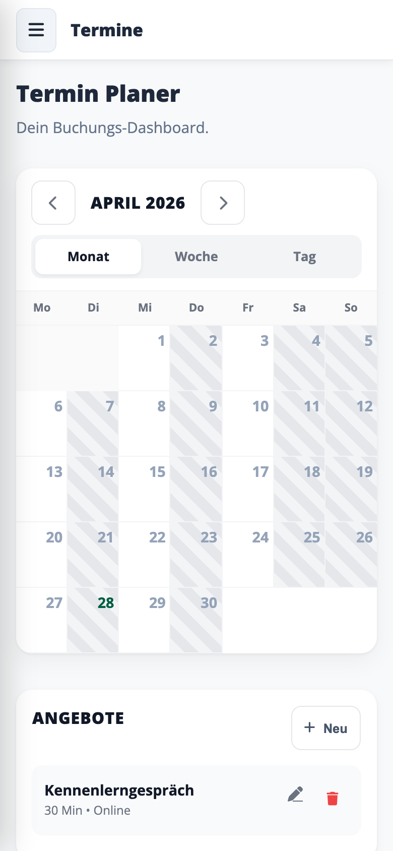 Termine & Kalender intern mobile